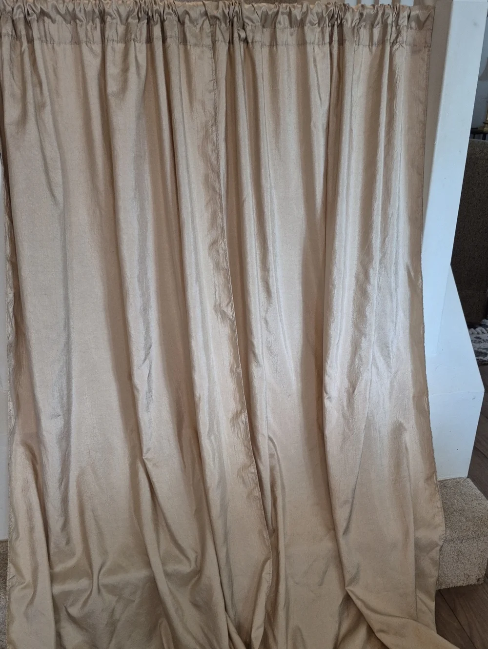 Long Neutral Beige Tan Curtain Panel - Light Draped Window Curtain 80x84